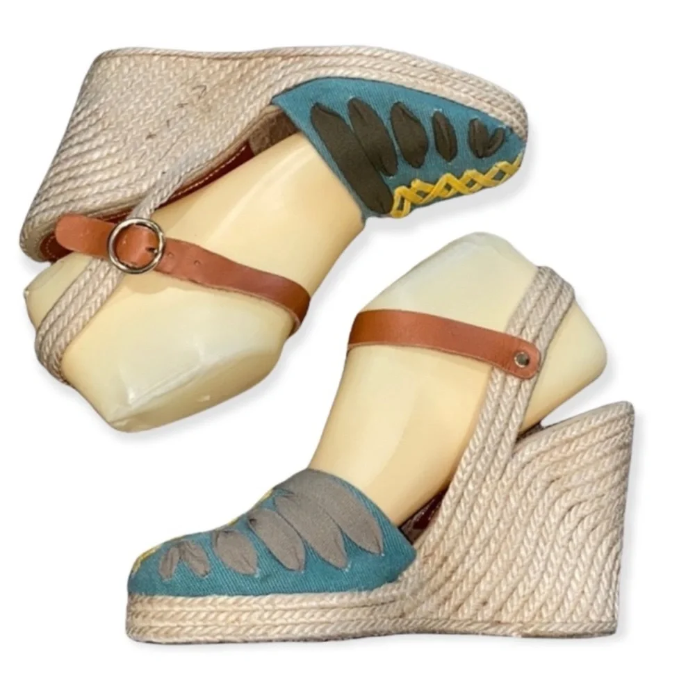Authentic Antropologie Paloma Barcelo designer espadrilles wedge sandals 8.5